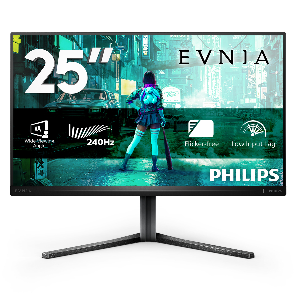 Evnia Gaming Monitor 25 Full HD VA Panel 1920x1080 240Hz 0.5ms FreeSync Premium Low Blue Mode Pivot Height Adjust vesa