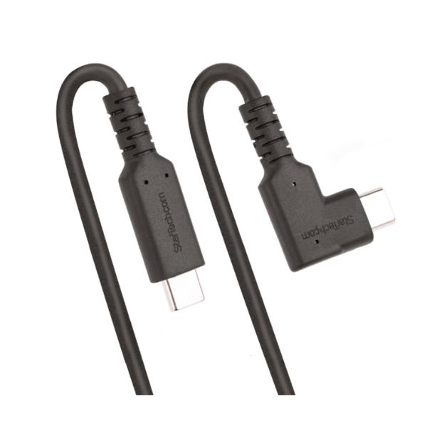 StarTech.com 6ft (2m) Rugged Right Angle USB-C Cable, USB 3.2 Gen 1 (5 Gbps), USB C to C Data Transfer Cable, 4K 60Hz DP Alt Mode, 100W Power Delivery - 90 Degree USB-C Cable (RUSB315CC2MBR) - Cavo USB - 24 pin USB-C (M) dritto a 24 pin USB-C (M) Angolo retto - USB 3.2 Gen 1 - 2 m - supporta 4K 60 Hz, resistente - nero