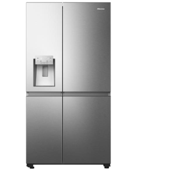 Hisense RS818N4TIE - Frigorifero/congelatore - Lato-lato con distributore acqua, erogatore ghiaccio WiFi - larghezza: 91 cm - prof. 73 cm - altezza: 179 cm - 632 litri - Classe E - acciaio inox premium