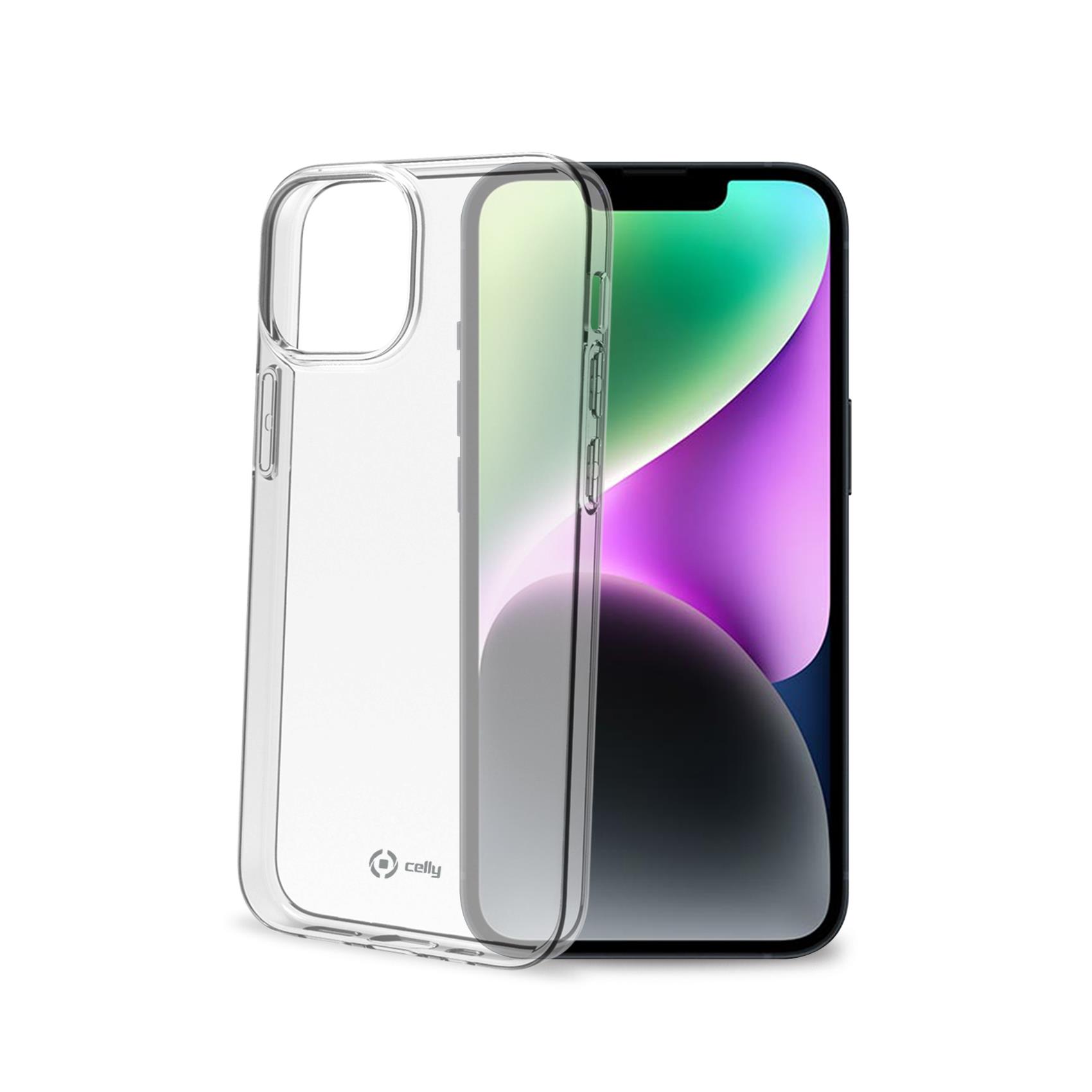 Celly Gelskin - Cover per cellulare - gomma morbida, TPU (poliuretano termoplastico) - trasparente - per Apple iPhone 14