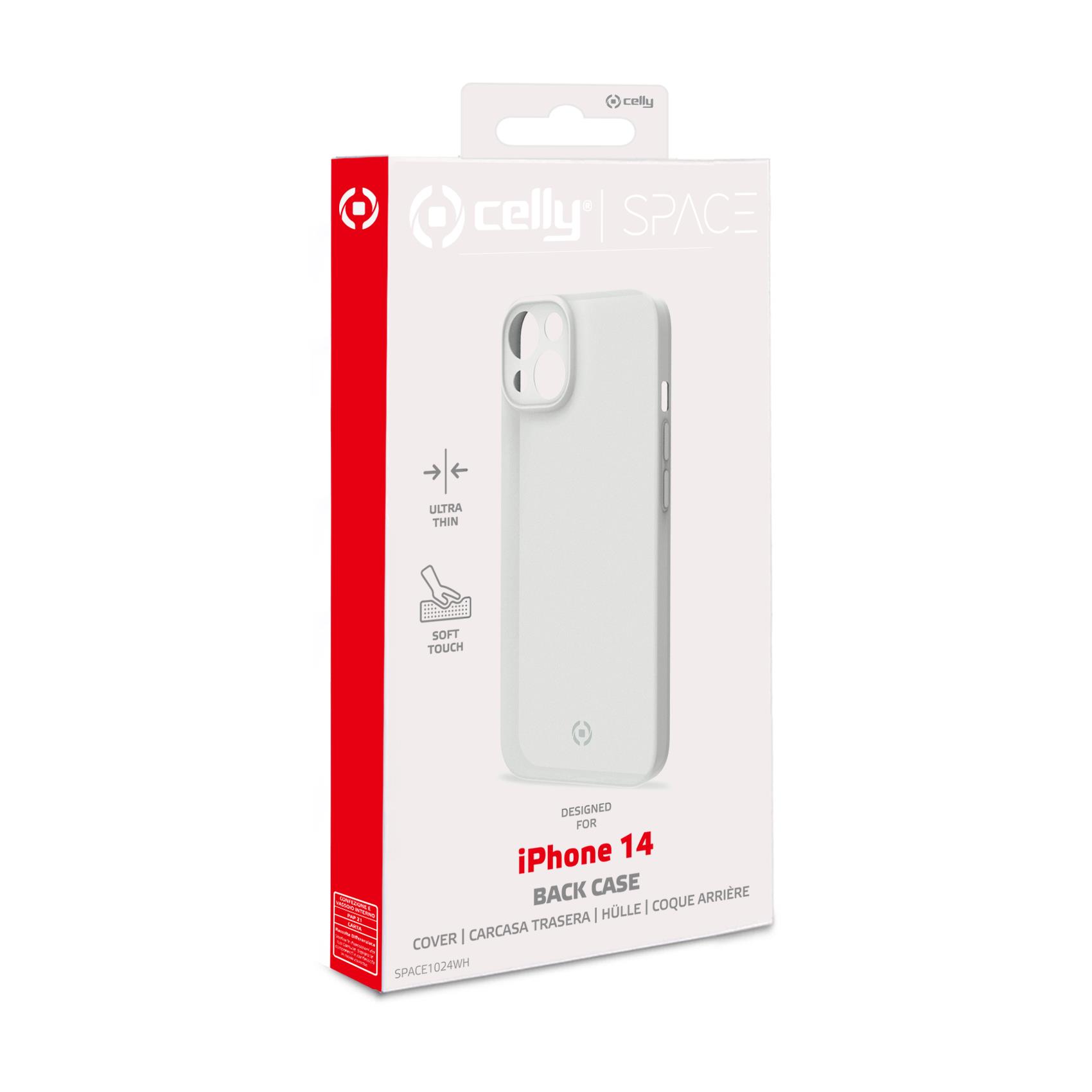 Celly SPACE - Cover per cellulare - TPU (poliuretano termoplastico) - bianco - per Apple iPhone 14