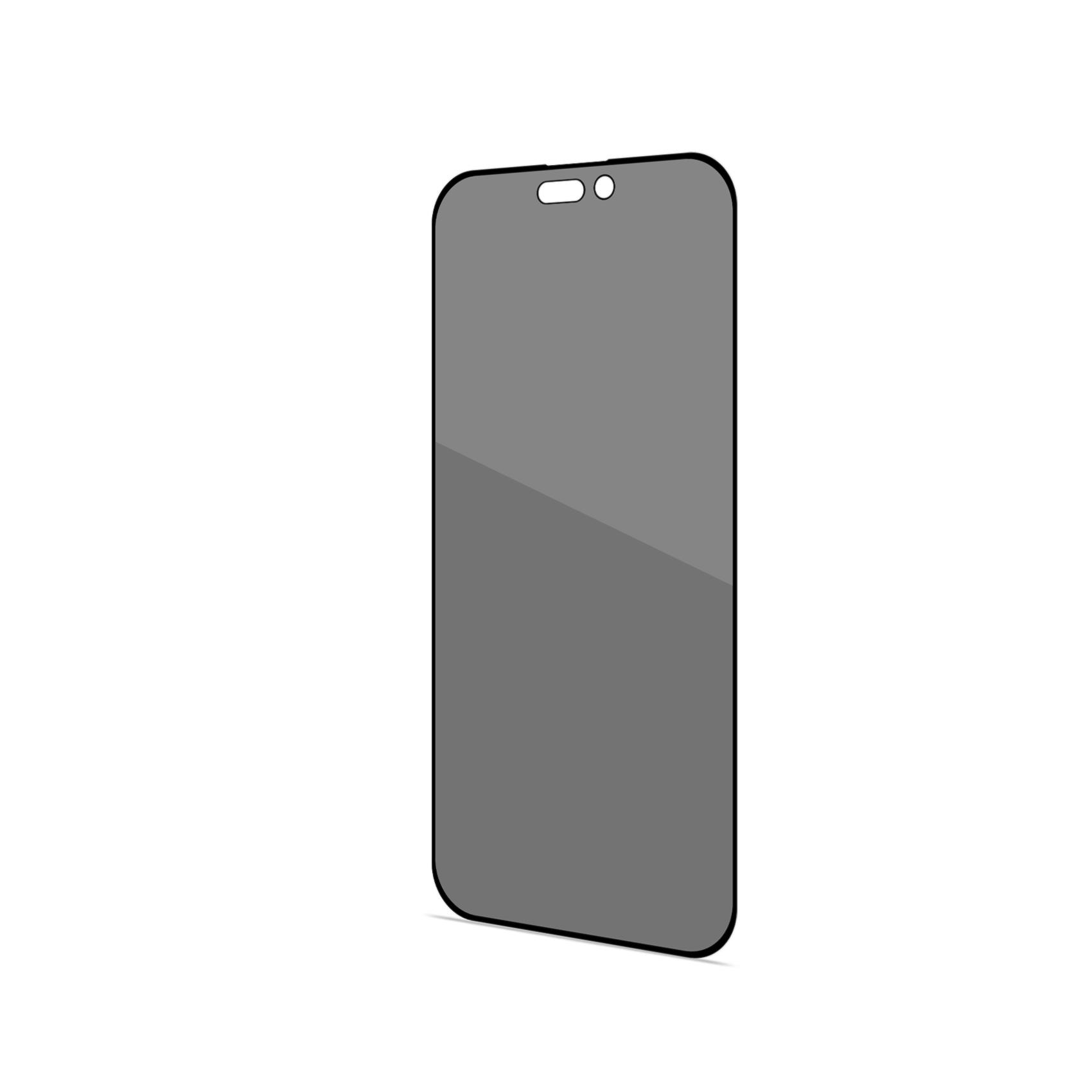 Celly Privacy Full Glass - Protezione per schermo per telefono cellulare - 3D - vetro - con filtro privacy - A due vie - colore telaio nero - per Apple iPhone 14 Pro