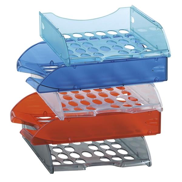 Vaschetta portacorrispondenza forata E040 - 26 x 34,5 x 6,5 cm - azzurro trasparente - Fellowes
