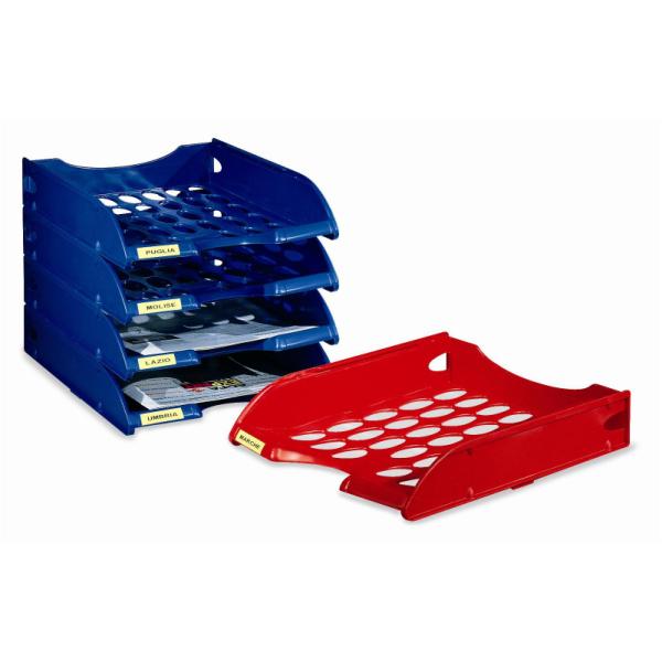 Vaschetta portacorrispondenza forata E040 - 26 x 34,5 x 6,5 cm - rosso trasparente - Fellowes