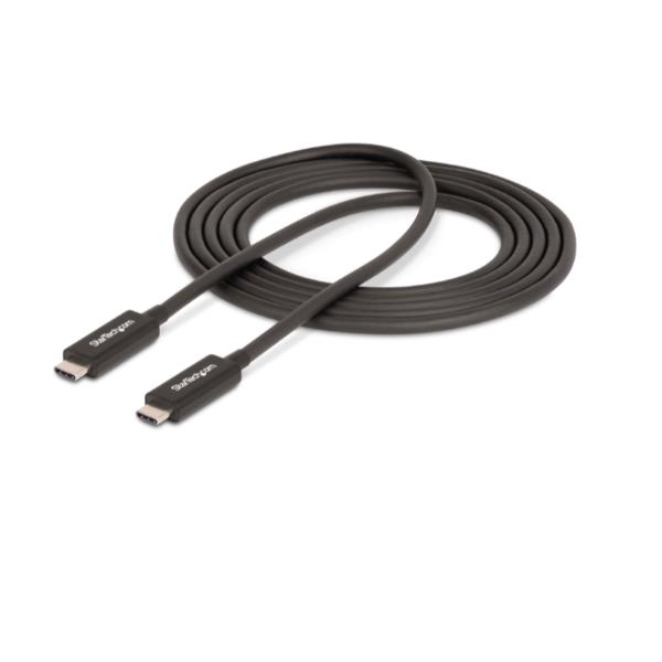StarTech.com 6ft (2m) Active Thunderbolt 4 Cable, 40Gbps, 100W PD, 4K/8K, Intel Certified, Compatible w/Thunderbolt 3/USB 3.2/DisplayPort (A40G2MB-TB4-CABLE) - Cavo USB - 24 pin USB-C (M) a 24 pin USB-C (M) - USB 3.2 Gen 2 / USB4 / Thunderbolt 3 / Thunderbolt 4- / DisplayPort 1.4a - 2 m - attivo, supporta 8K 60 Hz, supporta 4K 60 Hz, 100W Power Delivery, velocità di trasferimento dati fino a 40 Gbps - nero