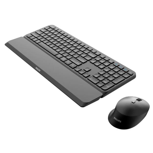 Philips 6000 series SPT6607B - Set mouse e tastiera - detachable palm rest, up to 3200 DPI (adjustable) - senza fili - 2.4 GHz, Bluetooth 3.0, Bluetooth 5.0