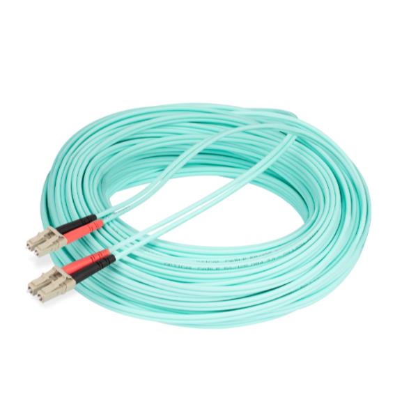 StarTech.com 25m (82ft) LC/UPC to LC/UPC OM4 Multimode Fiber Optic Cable, 50/125µm LOMMF/VCSEL Zipcord Fiber, 100G Networks, Low Insertion Loss, LSZH Fiber Patch Cord - Cavo patch - multimodalità LC/UPC (M) a multimodalità LC/UPC (M) - 25 m - fibra ottica - duplex - 50 / 125 micron - OM4 - senza alogeni, velocità di trasferimento dati fino a 100 Gbps - aqua