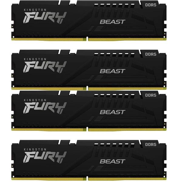 Kingston FURY Beast - DDR5 - kit - 64 GB: 4 x 16 GB - DIMM 288-PIN - 6000 MHz / PC5-48000 - CL40 - 1.35 V - senza buffer - on-die ECC - nero