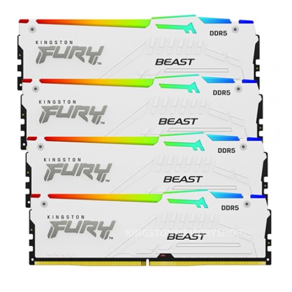 Kingston FURY Beast - DDR5 - kit - 64 GB: 4 x 16 GB - DIMM 288-PIN - 6000 MHz / PC5-48000 - CL40 - 1.35 V - senza buffer - on-die ECC - bianco