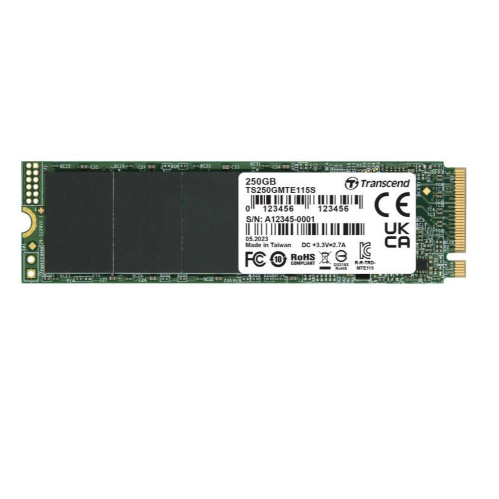 Transcend 115S - SSD - 250 GB - interno - M.2 2280 (due lati) - PCIe 3.0 x4 (NVMe)
