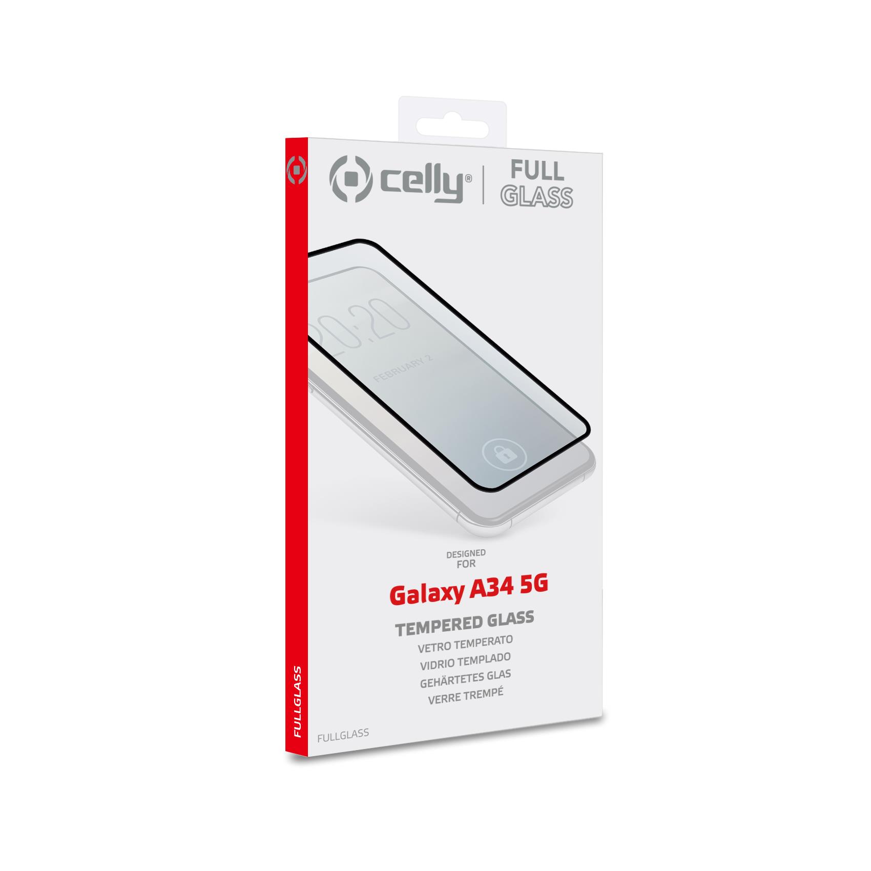 Celly Full Glass - Protezione per schermo per telefono cellulare - vetro - colore telaio nero - per Samsung Galaxy A34 5G