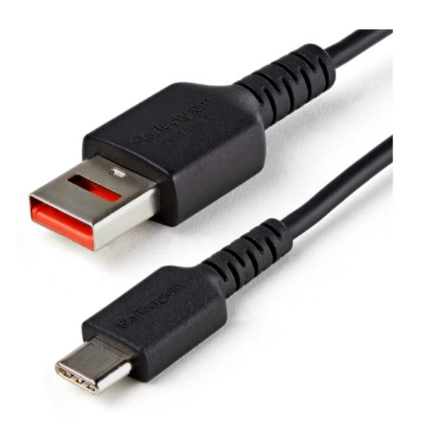 StarTech.com Cavo di ricarica USB C sicuro da 1m - Cavo di alimentazione/caricabatterie da USB a USB type C con blocco dati (USBSCHAC1M) - Cavo USB - USB (solo alimentazione) (M) a USB-C (solo alimentazione) (M) - 5 V - 2.4 A - 100 cm - stampato, passivo - nero
