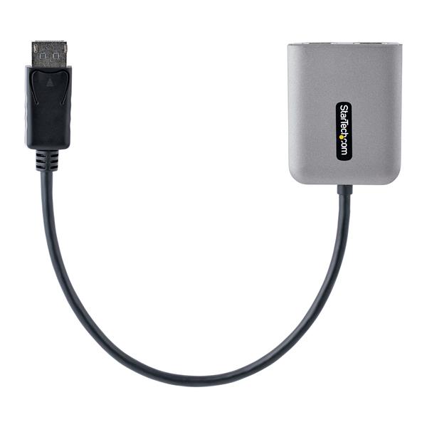 StarTech.com DP to Dual HDMI MST HUB, Dual HDMI 4K 60Hz, DisplayPort Multi Monitor Adapter with 1ft (30cm) Cable, DP 1.4 Multi Stream Transport Hub, DSC | HBR3, DP to 2x HDMI Ports - DP to HDMI Splitter (MST14DP122HD) - Adattatore video - DisplayPort maschio a HDMI femmina - grigio