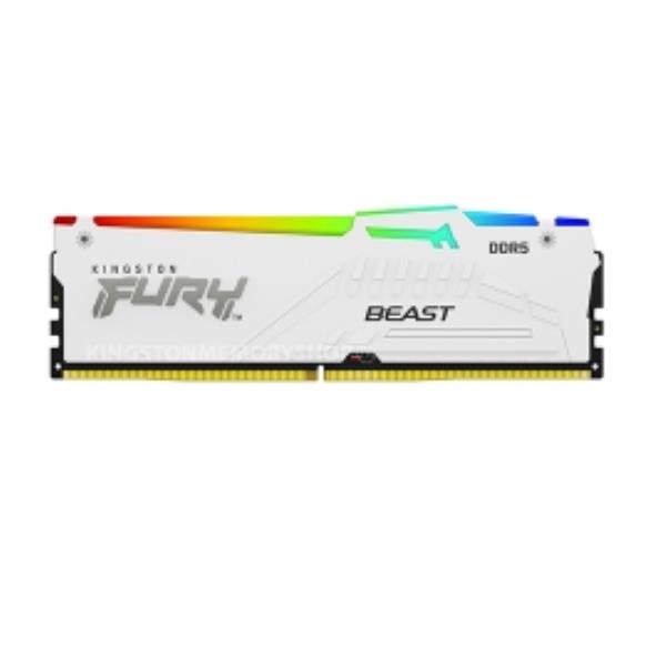 Kingston FURY Beast RGB - DDR5 - modulo - 16 GB - DIMM 288-PIN - 5200 MHz / PC5-41600 - CL40 - 1.25 V - senza buffer - on-die ECC - bianco
