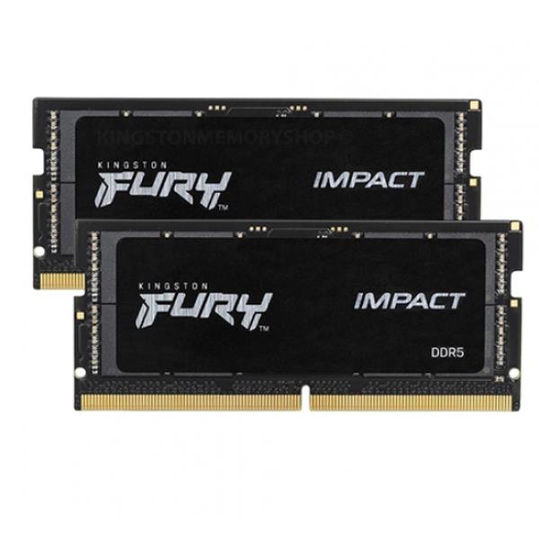 Kingston FURY Impact - DDR5 - kit - 32 GB: 2 x 16 GB - SO DIMM 262-pin - 6000 MHz / PC5-48000 - CL38 - 1.35 V - senza buffer - on-die ECC - nero