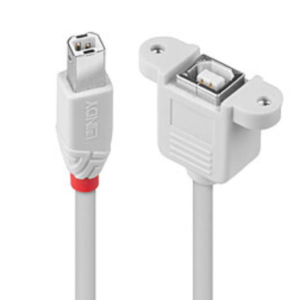 Lindy - Prolunga USB - USB Tipo B (M) a USB Tipo B (F) - USB 2.0 - 50 cm - grigio chiaro