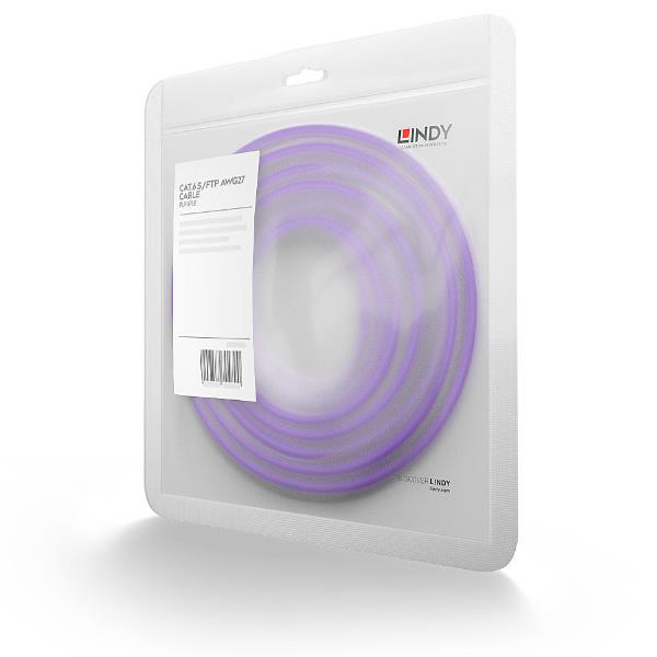 Lindy - Cavo patch - RJ-45 (M) a RJ-45 (M) - 1 m - SFTP, PiMF - CAT 6 - antiaggrovigliamento - viola