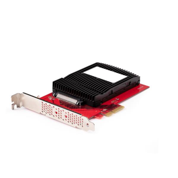 StarTech.com U.3 to PCIe Adapter Card, PCIe 4.0 x4 Adapter For 2.5" U.3 NVMe SSDs, SFF-TA-1001 PCI Express Add-in Card for Desktops/Servers, TAA Compliant - OS Independent (PEX4SFF8639U3) - Adattatore interfaccia - 2.5" - U.3 NVMe - PCIe 4.0 x4 - rosso - Compatibile TAA