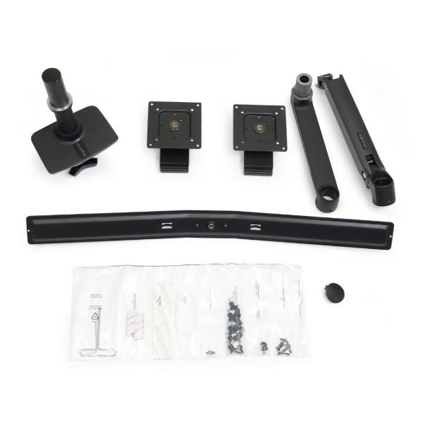 Ergotron LX - Kit montaggio (braccio snodato, 2 snodi, archetto per doppio display, base, morsetto da scrivania formato da 2 pezzi, asta da 8", estensione) - per 2 display LCD - diretto duale - nero opaco - dimensione schermo: fino a 25"