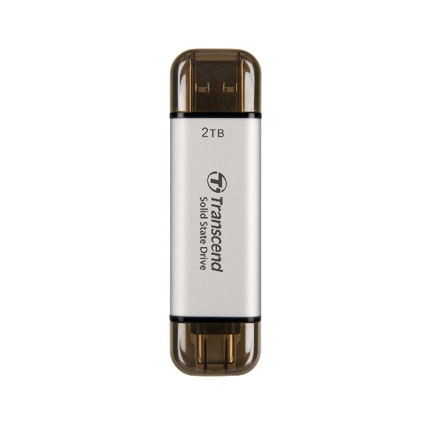 Transcend ESD310 - SSD - 2 TB - esterno (portatile) - USB 3.2 Gen 2x1 (USB-C connettore) - argento