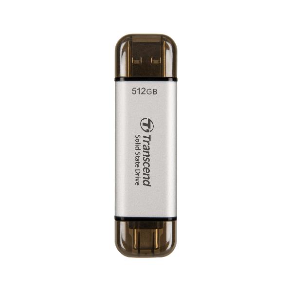 Transcend ESD310 - SSD - 512 GB - esterno (portatile) - USB 3.2 Gen 2x1 (USB-C connettore) - argento