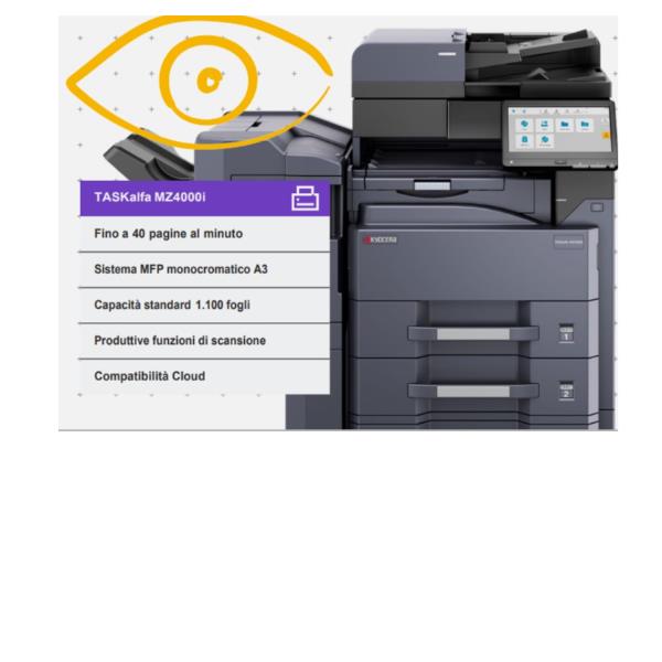Kyocera TASKalfa MZ4000i - Stampante multifunzione - B/N - A3/Ledger (297 x 432 mm) (originale) - A3/Ledger (supporti) - fino a 40 ppm (copia) - fino a 40 ppm (stampa) - 1100 fogli - Gigabit LAN, Wi-Fi(n), USB 3.0, host USB 2.0