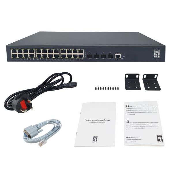 LevelOne GEL-2871 - Switch - gestito - 24 x 10/100/1000 + 4 x combo Gigabit SFP - desktop, montabile su rack