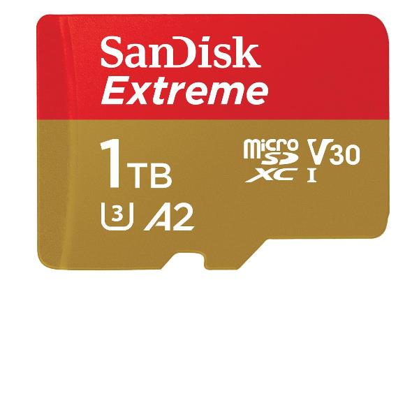 SanDisk Extreme - Scheda di memoria flash (adattatore da microSDXC a SD in dotazione) - 1 TB - A2 / Video Class V30 / UHS-I U3 / Class10 - UHS-I microSDXC