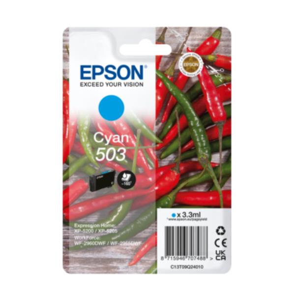 Epson 503 Singlepack - 3.3 ml - ciano - originale - blister con radiofrequenza / allarme acustico - cartuccia d'inchiostro - per Expression Home XP-5200, XP-5205; WorkForce WF-2960DWF, WF-2965DWF