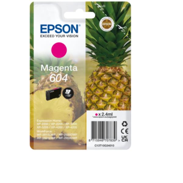 Epson 604 - 2.4 ml - magenta - originale - blister con radiofrequenza / allarme acustico - cartuccia d'inchiostro - per Expression Home XP-2200, 2205, 3200, 3205, 4200, 4205; WorkForce WF-2910, 2930, 2935, 2950