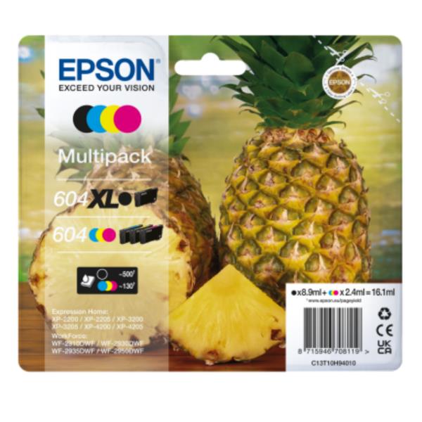Epson 604/604XL Multipack - Confezione da 4 - XL (nero) + capacity Standard - nero, giallo, ciano, magenta - originale - blister con radiofrequenza / allarme acustico - cartuccia d'inchiostro - per Expression Home XP-2200, 2205, 3200, 3205, 4200, 4205; WorkForce WF-2910, 2930, 2935, 2950