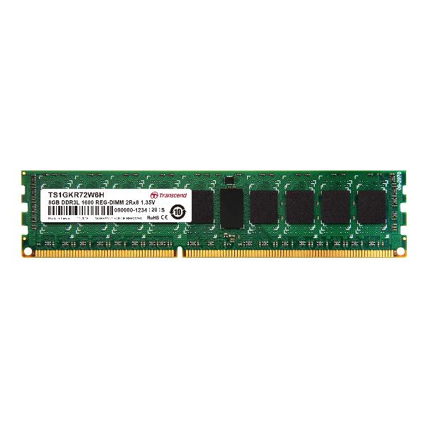 Transcend - DDR3L - modulo - 8 GB - DIMM a 240 pin - 1600 MHz / PC3L-12800 - CL11 - 1.35 V - registrato - ECC - per Dell T3610, T5610; PowerEdge R320, T320; SUPERMICRO X9DBL, X9DRW; SuperServer 10XX, 60XX