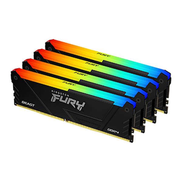 Kingston FURY Beast RGB - DDR4 - kit - 64 GB: 4 x 16 GB - DIMM 288-PIN - 3200 MHz / PC4-25600 - CL16 - 1.35 V - senza buffer - non ECC - nero
