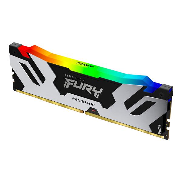 Kingston FURY Renegade RGB - DDR5 - modulo - 48 GB - DIMM 288-PIN - 6400 MHz / PC5-51200 - CL32 - 1.4 V - senza buffer - on-die ECC - nero e argento