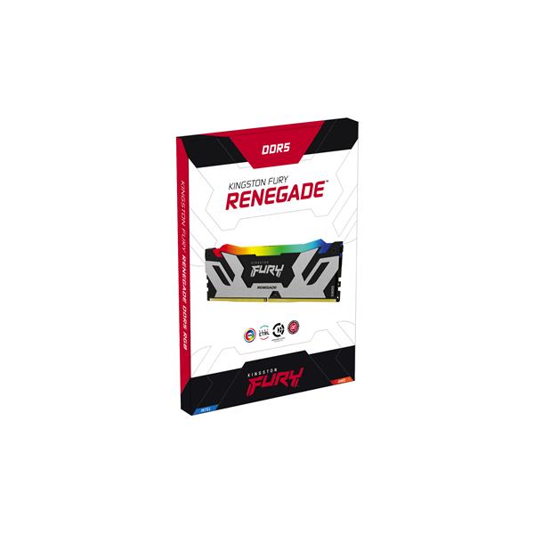 Kingston FURY Renegade RGB - DDR5 - kit - 32 GB: 2 x 16 GB - DIMM 288-PIN - 7600 MHz / PC5-60800 - CL38 - 1.45 V - senza buffer - on-die ECC - nero e argento