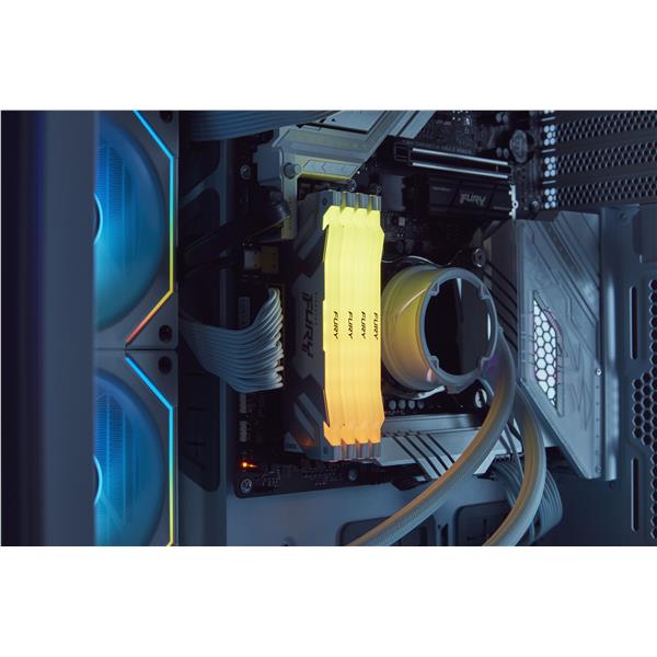 Kingston FURY Renegade RGB - DDR5 - kit - 32 GB: 2 x 16 GB - DIMM 288-PIN - 8000 MHz / PC5-64000 - CL38 - 1.45 V - senza buffer - on-die ECC - nero e argento