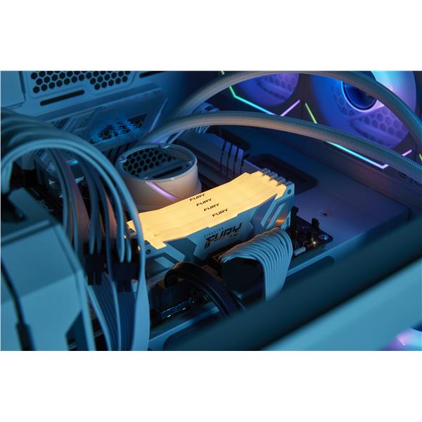 Kingston FURY Renegade RGB - DDR5 - kit - 32 GB: 2 x 16 GB - DIMM 288-PIN - 8000 MHz / PC5-64000 - CL38 - 1.45 V - senza buffer - on-die ECC - bianco e argento