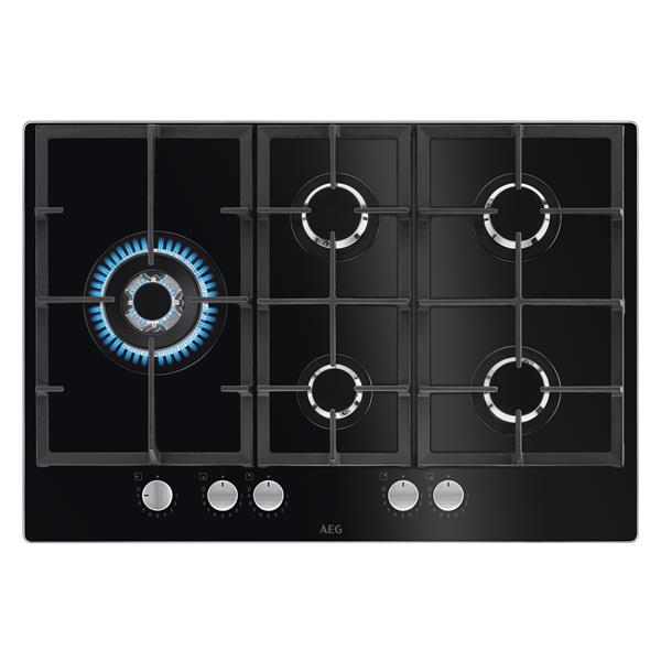 AEG 6000 Series MultiBridge HKB75820NB - Piano cottura a gas - 5 piastre - Nicchia - larghezza: 56 cm - prof. 48 cm - nero