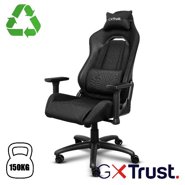 Trust GXT 714 Ruya - Sedia da gaming - braccioli - forma a T - inclinazione - girevole - plastica, cuoio con rivestimento PU, schiuma ad alta densità - nero
