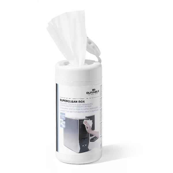 Salvietta detergente per superfici in plastica SUPERCLEAN BOX - Durable - conf. 100 pezzi