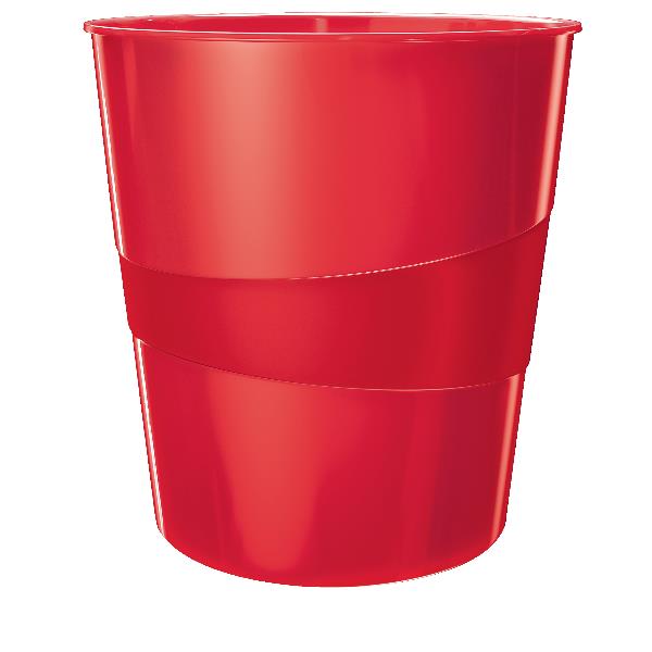 Leitz WOW - Cestino della spazzatura - 15 l - maniglie - polipropilene (PP) - rosso