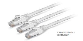 PATCH CORD U/UTP CAT.6 4X2X24AWG CONDUTTORE A TREFOLO GUAINA FRNC/LSHF COLORE GRIGIO 2M