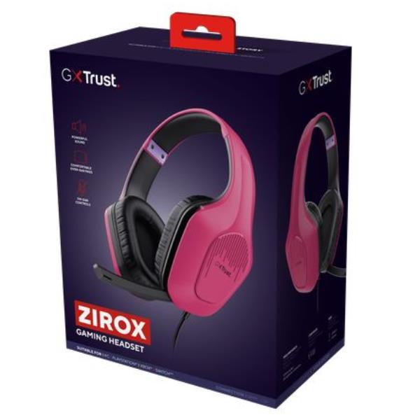 Trust GXT 415P Zirox - Cuffie con microfono - dimensione completa - cablato - jack 3,5 mm - rosa