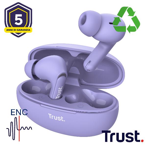 Trust Yavi - True wireless earphones con microfono - in-ear - Bluetooth - viola