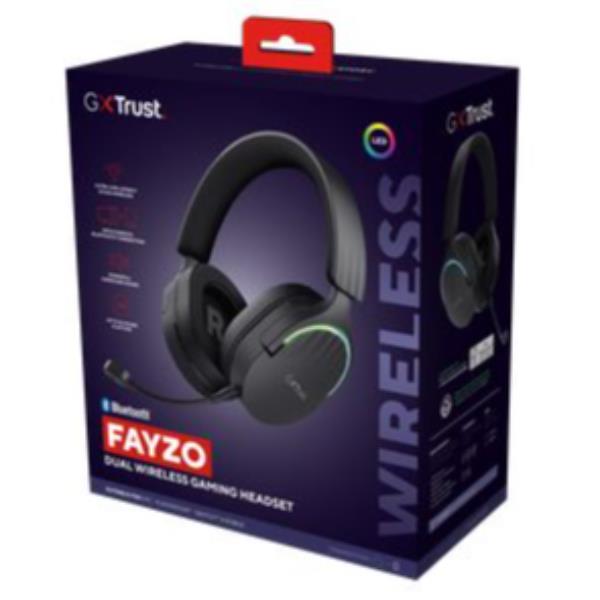 Trust GXT 491 FAYZO - Cuffie con microfono - canale 7.1 - dimensione completa - Bluetooth / Frequenza radio a 2,4 GHz - senza fili, cablato - jack 3,5 mm, USB-A tramite adattatore Bluetooth - nero