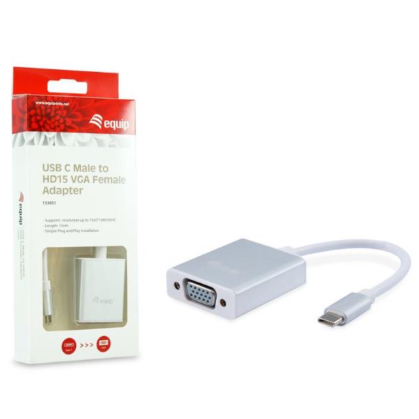 Equip - Adattatore video - USB-C (M) a HD-15 (VGA) (F) - 15 cm
