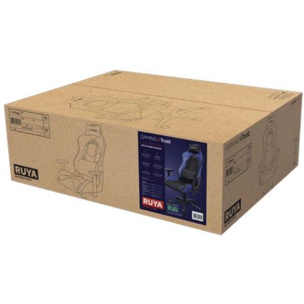 Trust GXT 714 Ruya - Sedia da gaming - braccioli - forma a T - inclinazione - girevole - plastica, cuoio con rivestimento PU, schiuma ad alta densità - blu