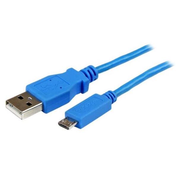 StarTech.com Cavo di sincronizzazione e di ricarica USB a Micro USB - Cavetto slim per Smartphone e Tablet A a Micro B da 1 m - Blu - Cavo USB - Micro-USB Tipo B (M) a USB (M) - USB 2.0 - 1 m - blu - per P/N: USB3SMDOCK4K