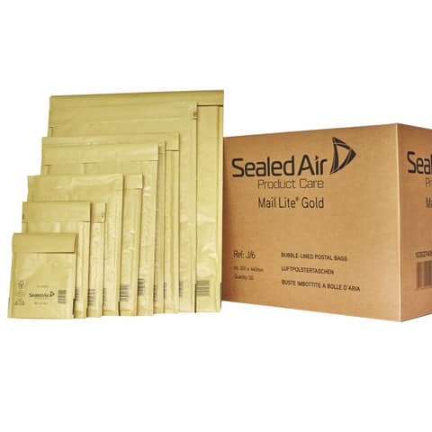 Mail Lite G/4 - Busta postale - 240 x 330 mm - rettangolare - estremità aperta - autoadesiva - pluriball - oro - pacco da 50