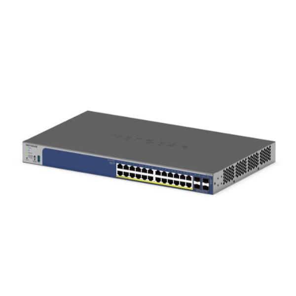 NETGEAR Smart GS728TXP - V3 - switch - L3 Lite - intelligente - 24 x 10/100/1000 (PoE+) + 4 x SFP+ - desktop, montabile su rack - PoE+ (190 W)